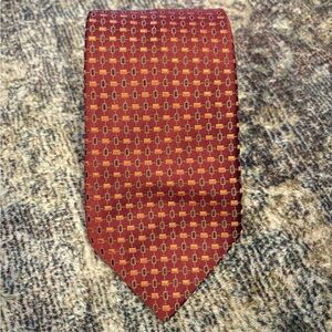 Vintage Canali Burgundy Geometric Classic Silk Tie Italy
